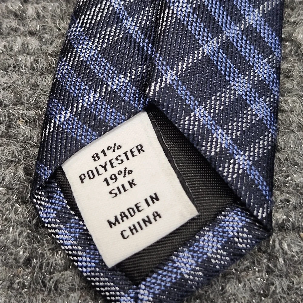 Plaid Necktie Blue Silk Blend Slim Professional Business Tie Preppy Academia